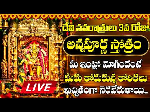 LIVE : దేవి నవరాత్రులు 3వ రోజున అన్నపూర్ణ స్తోత్రం  వింటే మీ ఇంట్లో ఉన్న దుష్ట శక్తులన్నీ పారిపోతాయి