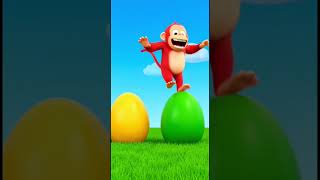 Red Monkey Jumps on Giant Eggs ❤️🥚 Learn Colors#shorts #trending #kidslearning #funlearning #colour