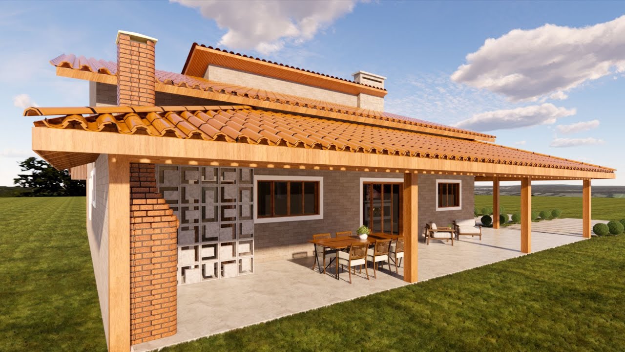 CASA DE CAMPO MODERNA - COM VARANDA NA FRENTE - TIJOLO !!!