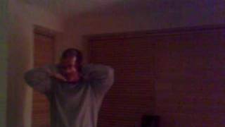 Dave Morrison blowing up a condom on his head