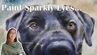 How to Paint Sparkly Eyes  Black Labrador Retriever Demo  Advanced Watercolor Tutorial
