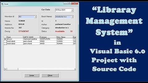 Library Management System in Visual Basic 6.0 | Library Management System | VB6 Project Report