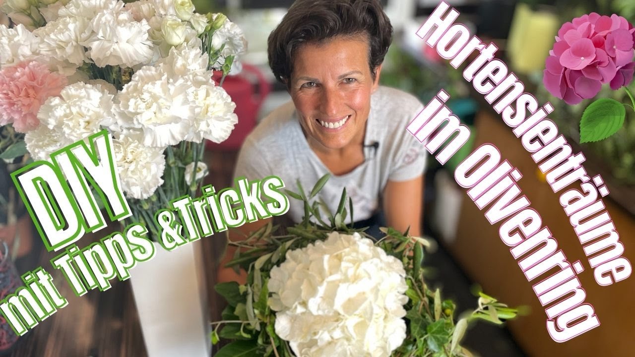 Hortensienträume im Olivenring - einfach einen tollen Strauss selber binden mit WOW-Effekt Floristik