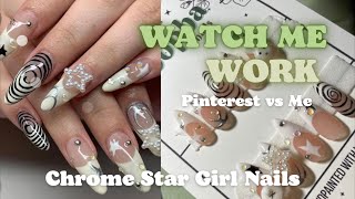 💫 Chrome Star Girl Press On Stiletto Nail Tutorial | Pinterest vs Me, i kinda ruined Miffy...