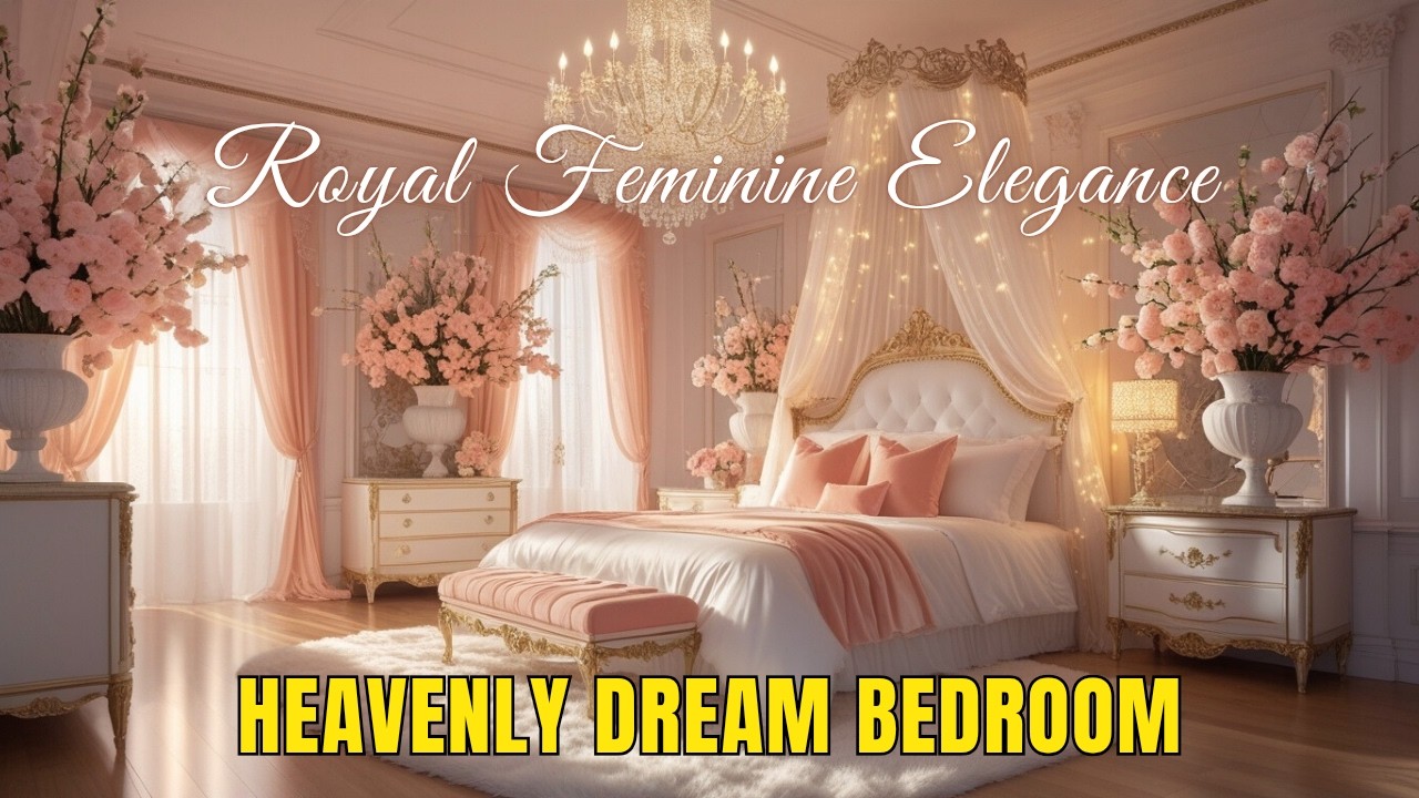 Dreamy Princess Bedroom Tour | Soft White Luxury with Peach Blossom Elegance