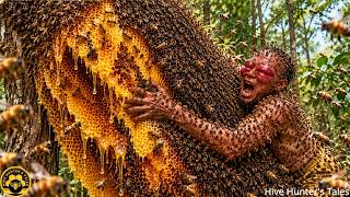 Risking It All to Climb an Ancient Tree for Wild Honey While Being Attacked by Aggressive Bees