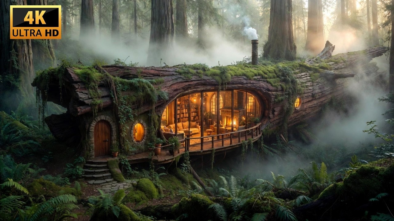 This Man Built a SECRET HOUSE Inside a Giant Tree Trunk — Building a House in the Forest (ASMR)