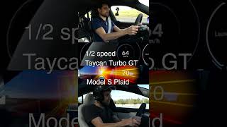 Surprise At 200 Km/H 😯! Taycan Turbo Gt 👆 Vs Model S Plaid 👇 #Shorts