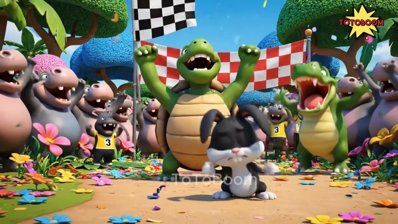 “The Fast  Black Rabbit and the Wise Turtle! 🐇🐢”