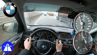 BMW X5 E70 3.0sd 286HP TOP SPEED ON GERMAN AUTOBAHN [TEST DRIVE 4K] MAX ACCELERATION