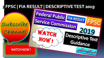 FPSC | FIA RESULT | DESCRIPTIVE TEST 2019
