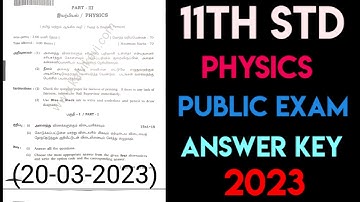 11th Physics (20-03-2023) public exam answer key and question paper - 11th std physics 2023 #viral