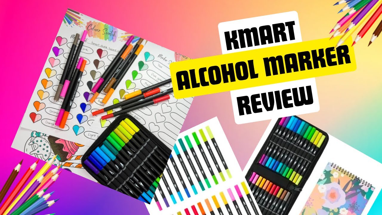 Kmart ALCOHOL MARKERS for adult colouring REVIEW | Swatch and test