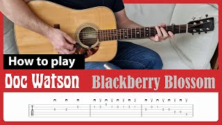How to play "Blackberry Blossom" - Doc Watson - Guitar Lesson with Tab