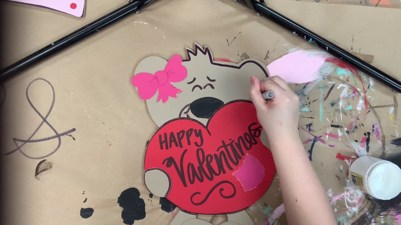 Valentines Teddy Bear Holding Heart Step by Step Tutorial