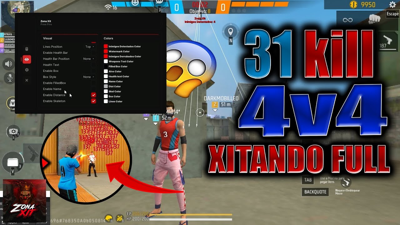 XITEI EM 4v4 E FIZ 31 KILL 😱  | XIT GRATIS!? INTERNAL AIMBOT 100%