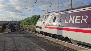 91130 departing Grantham with 1D27 London Kings Cross to Leeds 1st June 2024