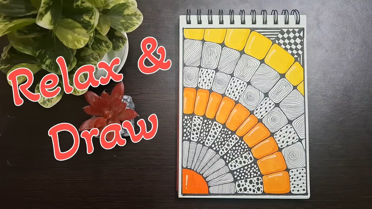 Relax & Draw | Zentangle Art with Warm Colors | Stress Relief Drawing