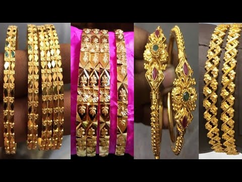 latest gold bangles designs with weight and price || gold plan bangles ...