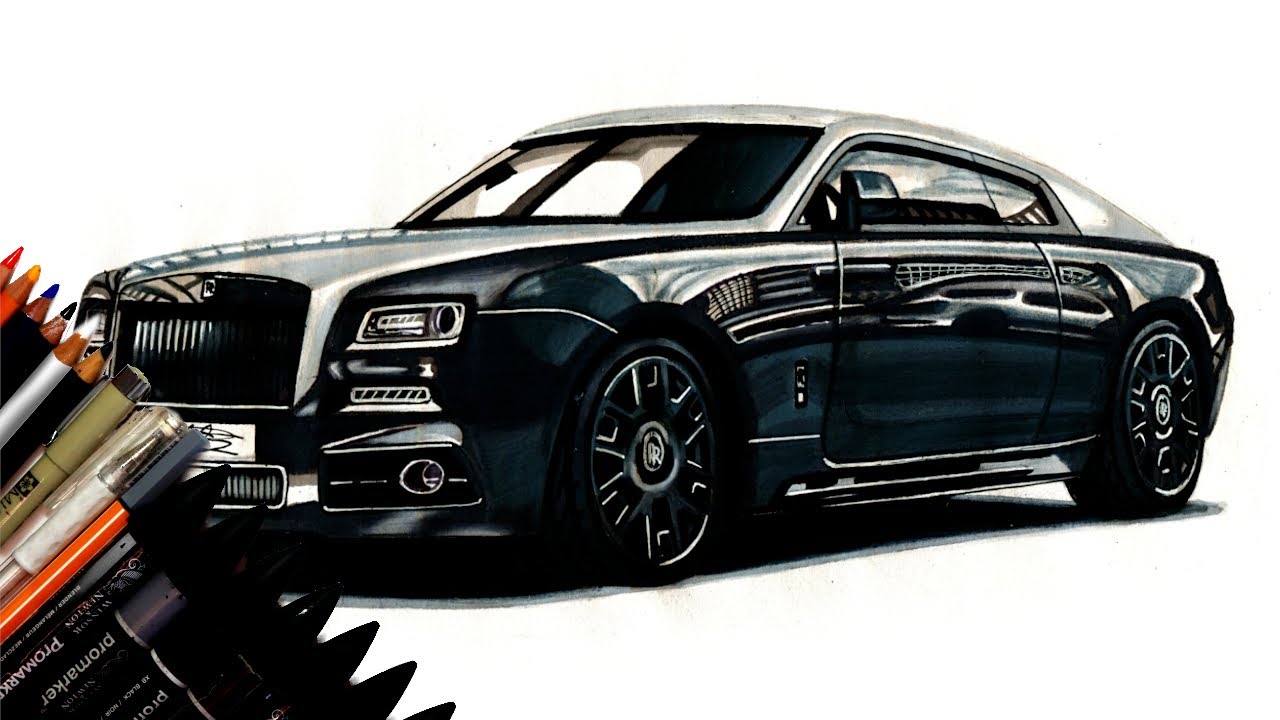 Realistic Car Drawing Rolls Royce Mansory Wraith Time Lapse