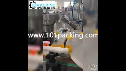 Essential oil small bottle cap loading screw capping labeling machine testing video