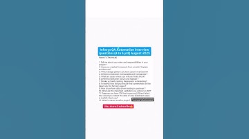 Recently Asked Infosys QA Automation Interview Questions!