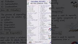 🧪 Exploring Mixtures and Their Separation MCQs | Test Your Science Knowledge! 📚✨ #chemistry