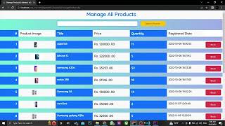 Design a responsive manage products page in admin panel using HTML, CSS, JavaScript and Bootstrap an