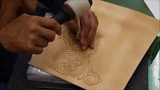 ダブルフラワーのシェリダンカービングの製作方法 【レザークラフト