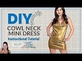 Cowl Neck Mini Dress Sewing Pattern Assembly 🧵Sew a cowl neck mini dress ✂️ #pdfpattern #diysewing 💎