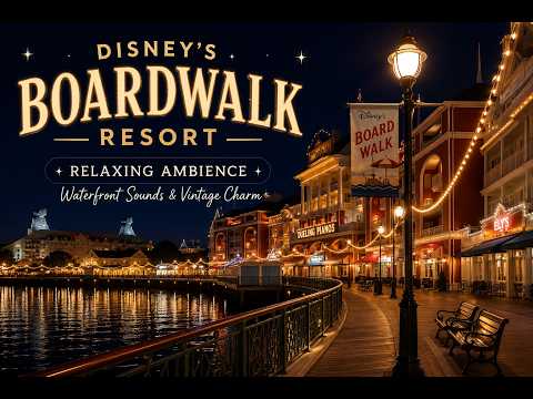 Disney’s BoardWalk Resort at Night 🌙 | Relaxing Ambience, Waterfront Sounds & Vintage Charm