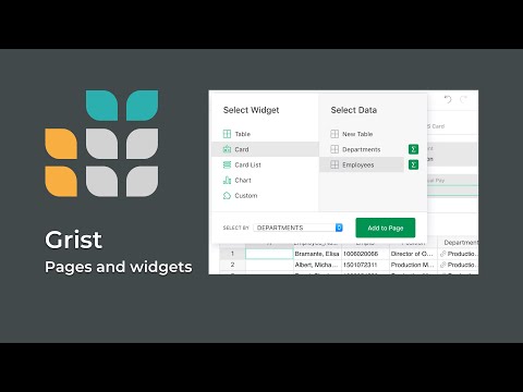 Pages and widgets