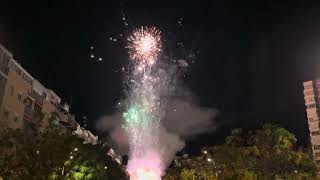 Benidorm NOCTURNAL MASCLETA 2023. Night time detonation of firecrackers + fireworks (Old town)