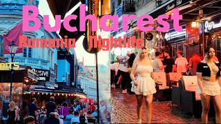 Bucharest Romania Nightlife 4K 🇷🇴 Old Town Weekend Walk | Busy Bars, Live Music & City Lights