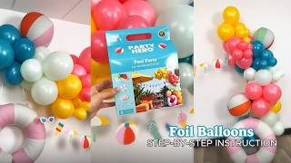 How to Inflate &amp; Attach Foil Balloons | Pool Party Balloon Garland Tutorial #balloontutorial