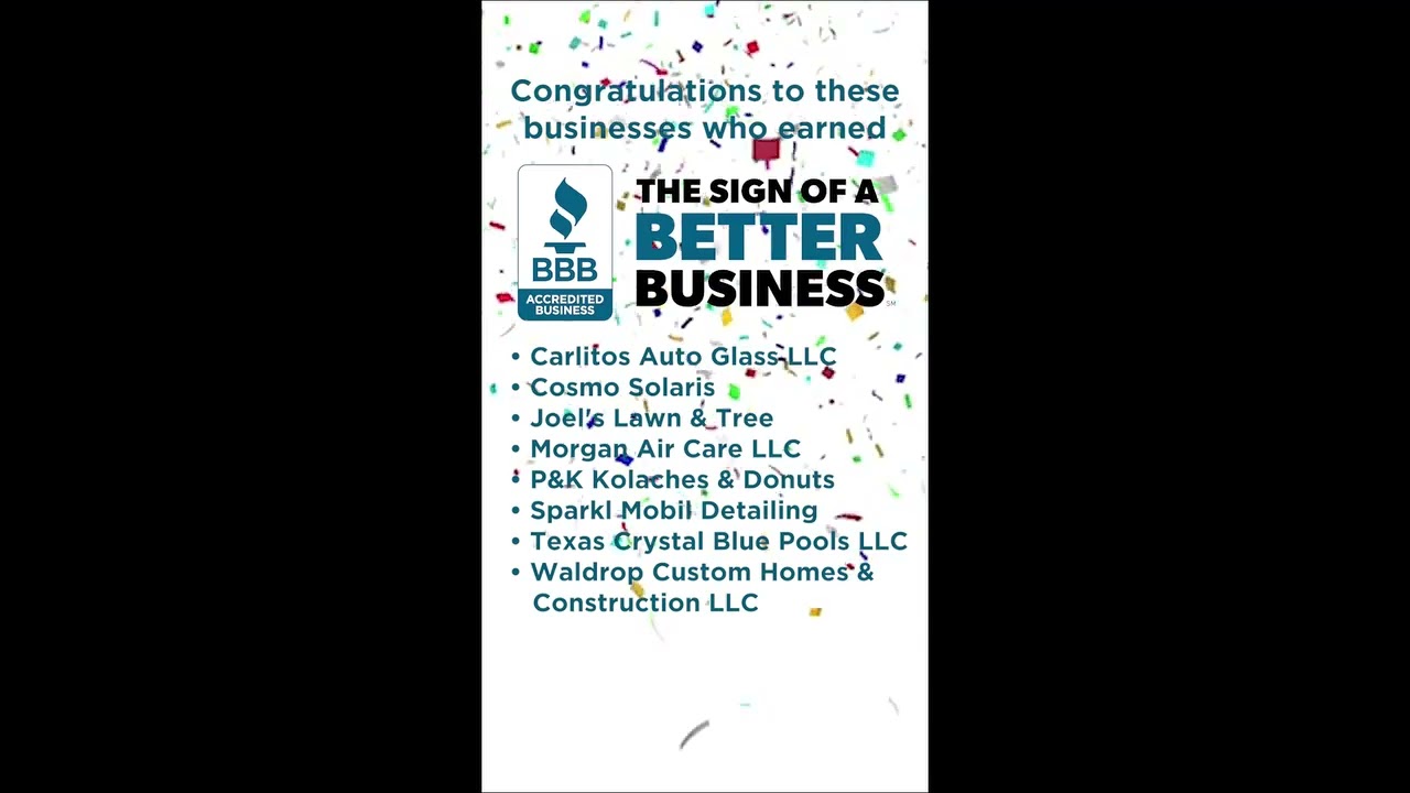 Thank you BBB Central East Texas for recognizing our services as 