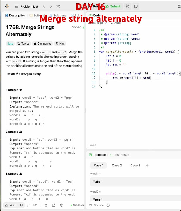 Merge string alternately #coding #dsa #programminglanguage #python # ...