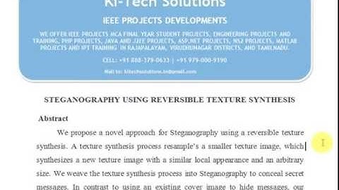 STEGANOGRAPHY USING REVERSIBLE TEXTURE SYNTHESIS
