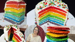 Rainbow cake |Whipped ক্ৰীম ব্যৱহাৰ নকৰাকৈ ঘৰৰ সামগ্ৰীৰে|No oven No electric blender|Assamese recipe