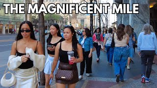 CHICAGO Walking Tour  The Magnificent Mile, People Walking & Watching on Sunday | April 14, 2024