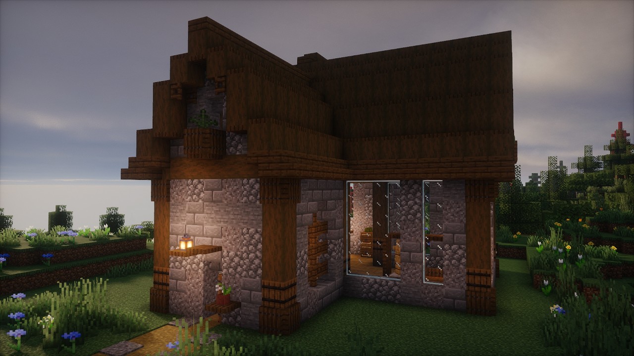 How to Build a Cozy Spruce House in Minecraft - YouTube