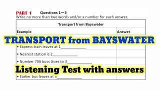 Transport from Bayswater Listening test #ieltslisteningtestforpractice