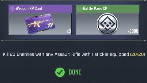 Call Of Duty Mobile Kill 20 Enemies with any Assault Rifle with 1 sticker equipped Task Complete
