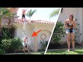 WATER BALLOON BUCKET DUMP! (She lost a bet..)