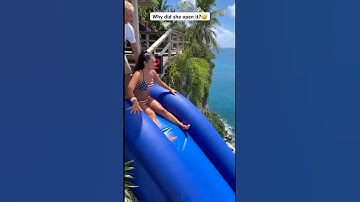 Cliff Slide is wild! 😱🔥Girl slides! #ScaryRide #TravelWonder