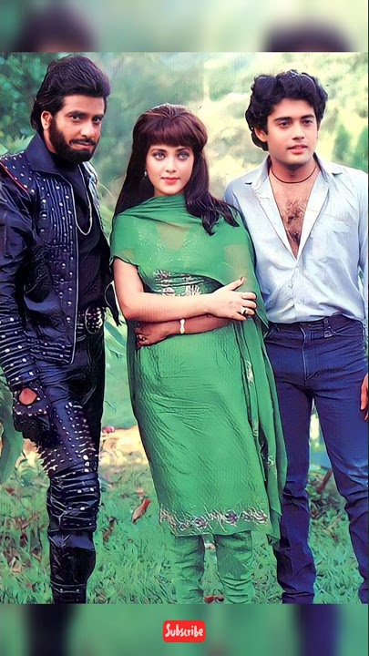 Jeetendra, Mandakini and Ashish Chanana in Aag Aur Shola (1986) #80s #bollywood #retrostyle