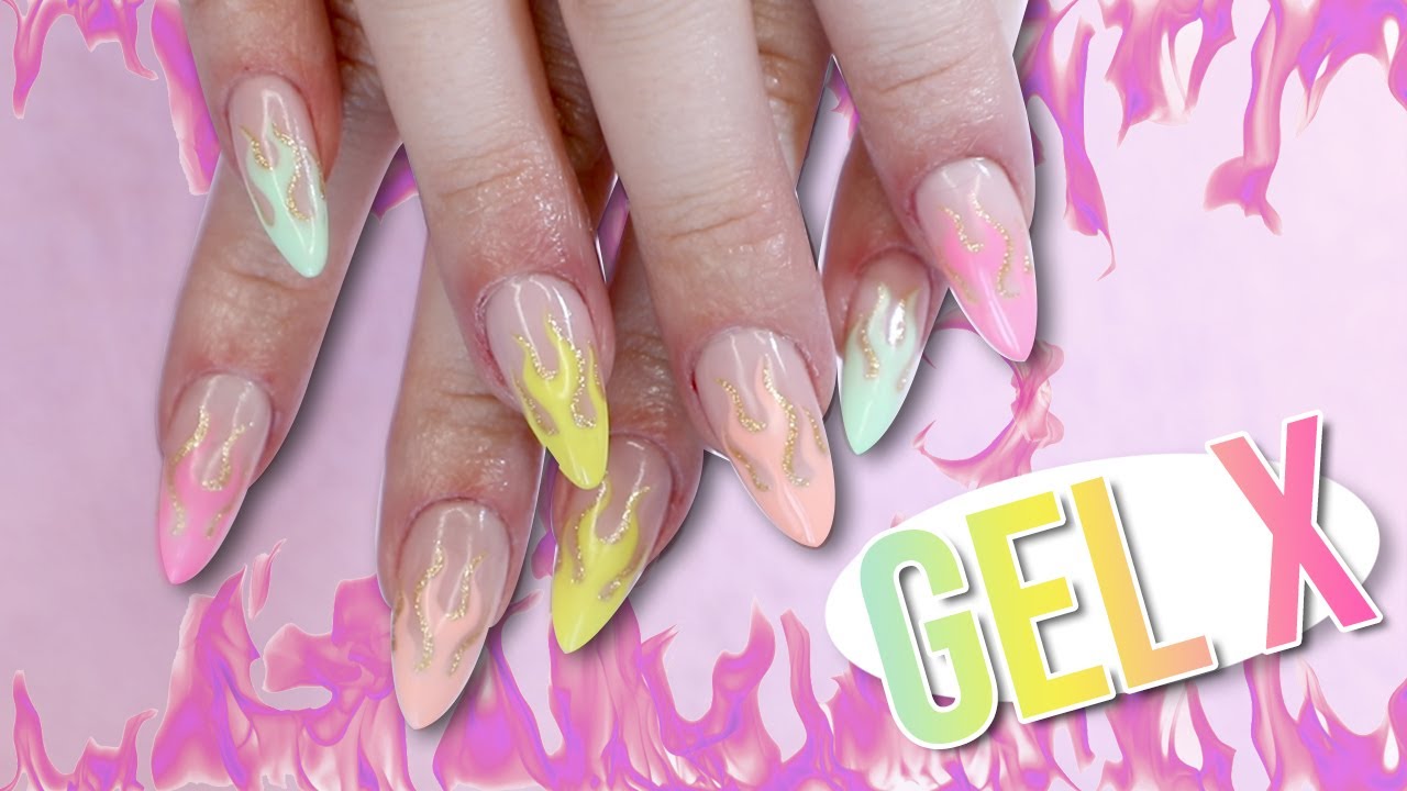Pose GEL X + Nail Art flammes | SUMMER NAILS