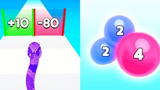 Snake Run Race 3D Vs Melty Bubble 2048 Satisfying All Levels Gameplay 2024...