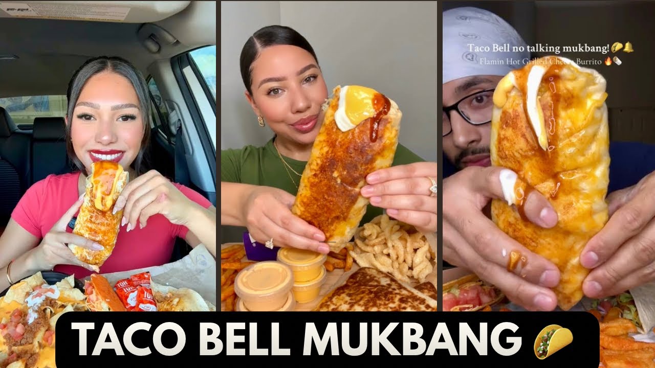 Taco Bell Mukbang| Warning ⚠️ may cause intense cravings 🌮😋 #tiktok #mukbang #asmr #yum 