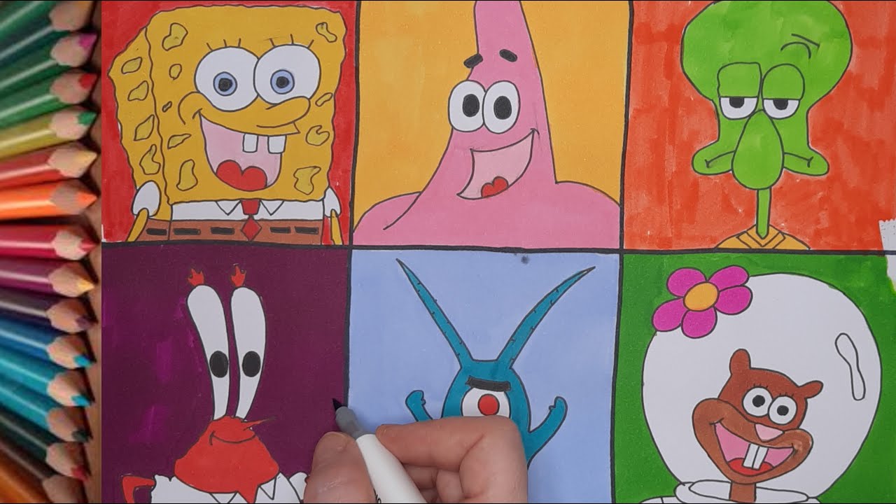 SpongeBob SquarePants🧽🐙🦑Drawing and Coloring STEP by STEP Drawings for ...